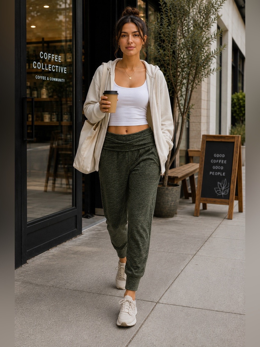 AERIE OFFLINE Foldover Hugger Jogger Olive Daze Space Dye Sz M Y2K Athleisure